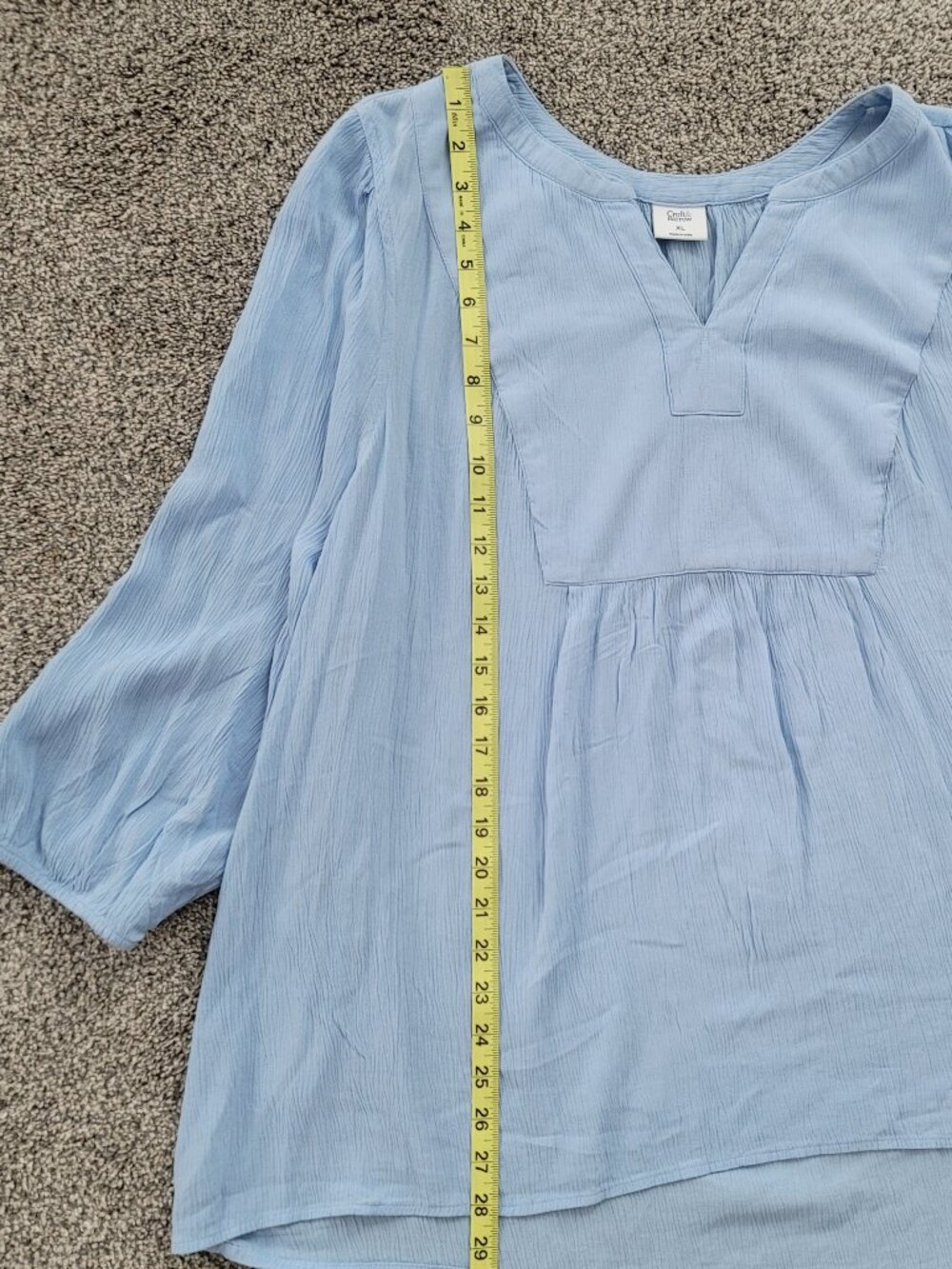 Croft & Barrow Women's Peasant Top Light Blue X-Large 3/4 Sleeves - Picture 8 of 12